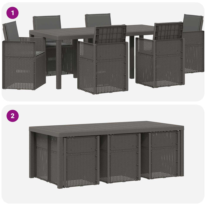 Set de masă pentru grădină 7 pcs Gri deschis și antracit PP - WALTI WALTI