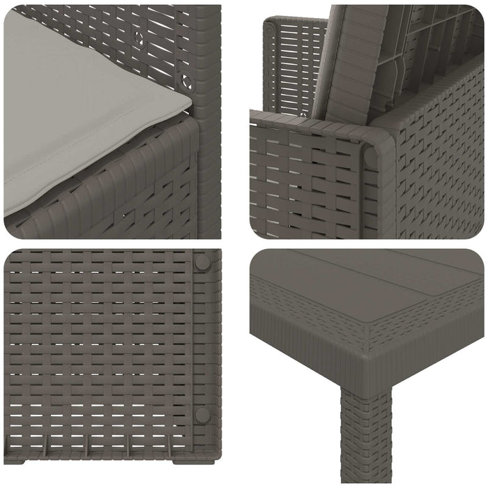 Set de masă pentru grădină cu pernă 7 pcs Gri deschis PP - WALTI WALTI