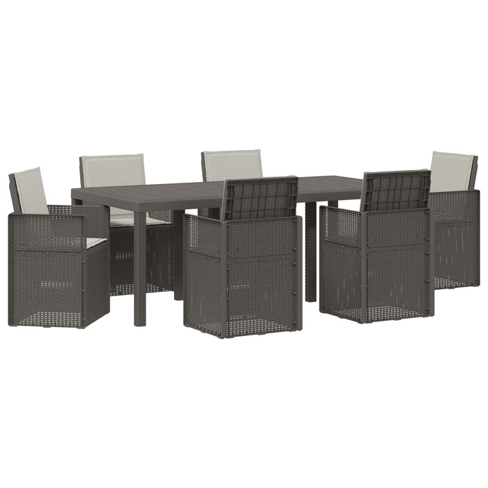 Set de masă pentru grădină cu pernă 7 pcs Gri deschis PP - WALTI WALTI