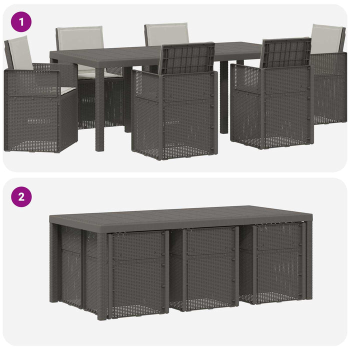 Set de masă pentru grădină cu pernă 7 pcs Gri deschis PP - WALTI WALTI