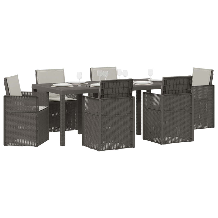 Set de masă pentru grădină cu pernă 7 pcs Gri deschis PP - WALTI WALTI