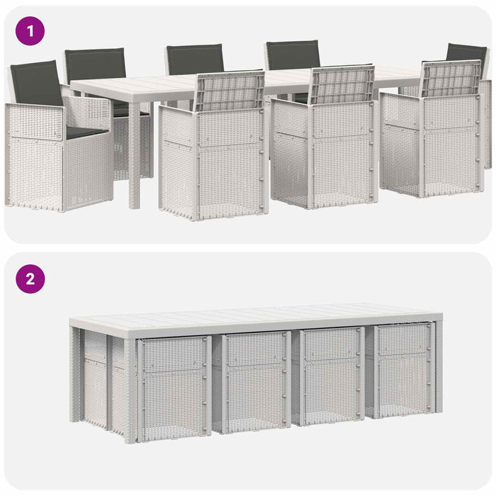 Set de masă pentru grădină 9 buc. Alb și antracit PP WALTI