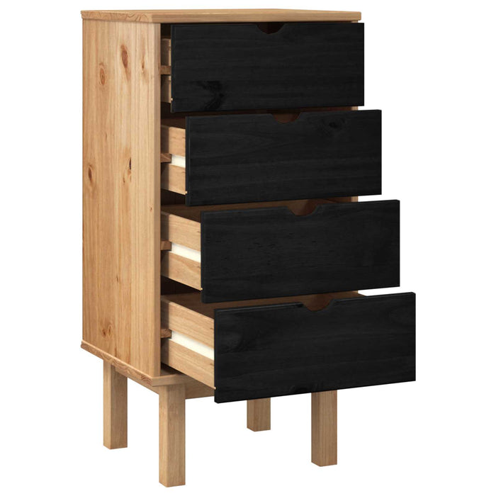 Comodă cu sertare OTTA Negru 45 x 39 x 90 cm Lemn masiv de pin - WALTI WALTI