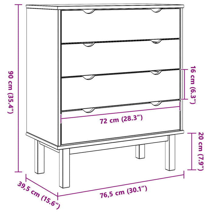Comodă cu sertare cu sertar OTTA Negru 76,5 x 39,5 x 90 cm - WALTI WALTI