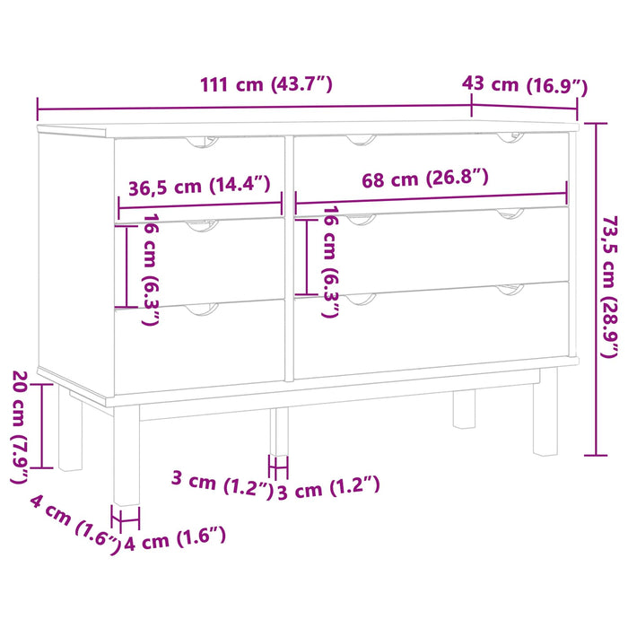 Dulap cu sertare cu sertar OTTA Negru 111 x 43 x 73,5 cm - WALTI WALTI
