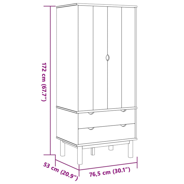 Dulap cu sertar OTTA Negru 76,5 x 53 x 172 cm Lemn masiv de pin - WALTI WALTI