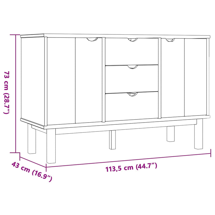 Bufet OTTA Negru 113,5 x 43 x 73 cm Lemn masiv de pin - WALTI WALTI