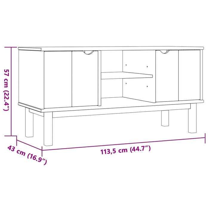 Support TV OTTA 113,5 x 43 x 57 cm Negru Lemn masiv de pin - WALTI WALTI