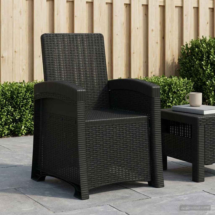 Scaun de grădină reclinabil aspect rattan Antracit PP WALTI