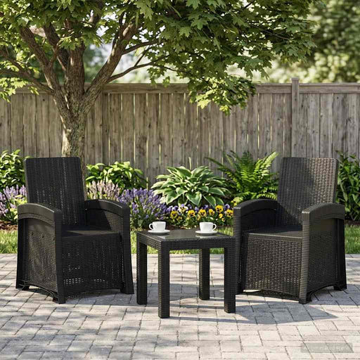 Scaun de grădină reclinabil aspect rattan 2 pcs Antracit PP - WALTI WALTI