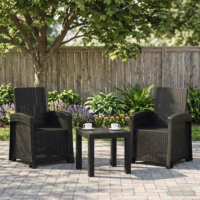 Scaun de grădină reclinabil aspect rattan 2 pcs Antracit PP WALTI