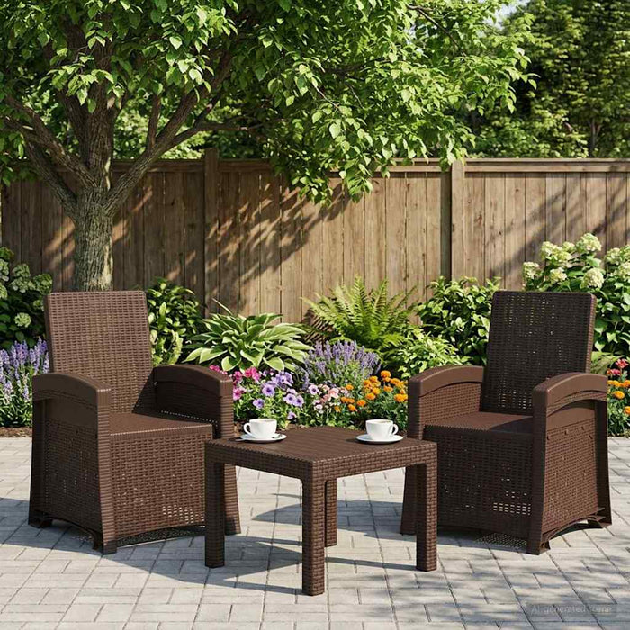 Scaun de grădină reclinabil aspect rattan 2 pcs Maro PP WALTI