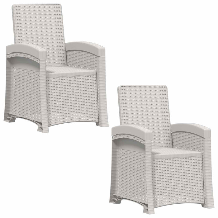 Scaun de grădină reclinabil aspect rattan 2 pcs Alb PP WALTI