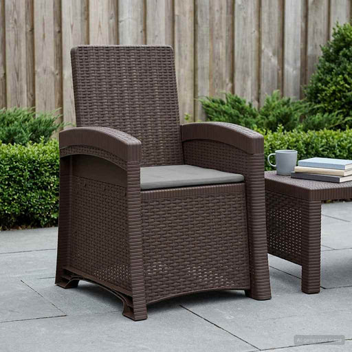 Scaun de grădină reclinabil aspect rattan Maro și gri deschis - WALTI WALTI