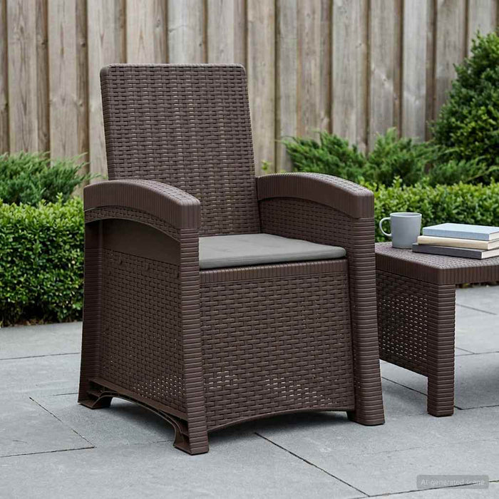 Scaun de grădină reclinabil aspect rattan Maro și gri deschis WALTI