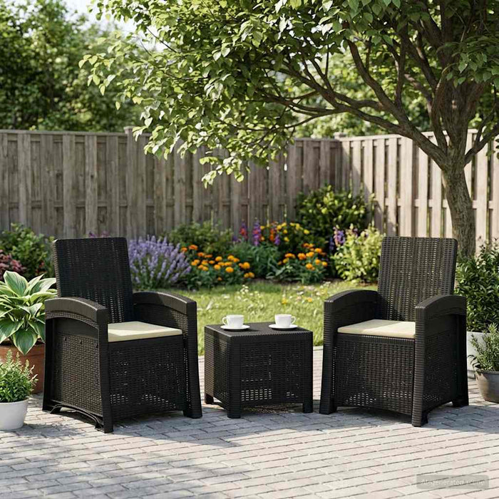 Scaun de grădină reclinabil aspect rattan 2 pcs WALTI