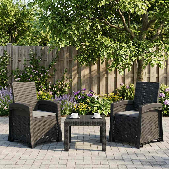 Scaun de grădină reclinabil aspect rattan 2 pcs Antracit PP WALTI