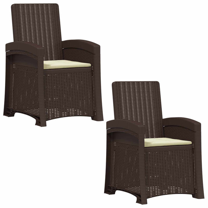 Scaun de grădină reclinabil aspect rattan 2 pcs Maro și Crem PP WALTI