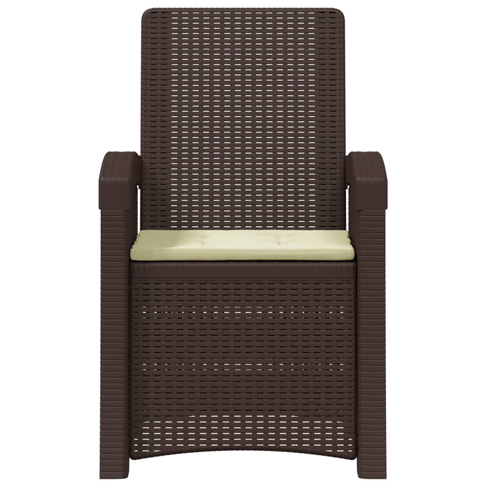 Scaun de grădină reclinabil aspect rattan 2 pcs Maro și Crem PP WALTI