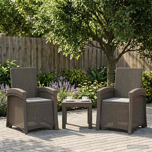 Scaun de grădină reclinabil aspect rattan 2 pcs Gri deschis PP - WALTI WALTI