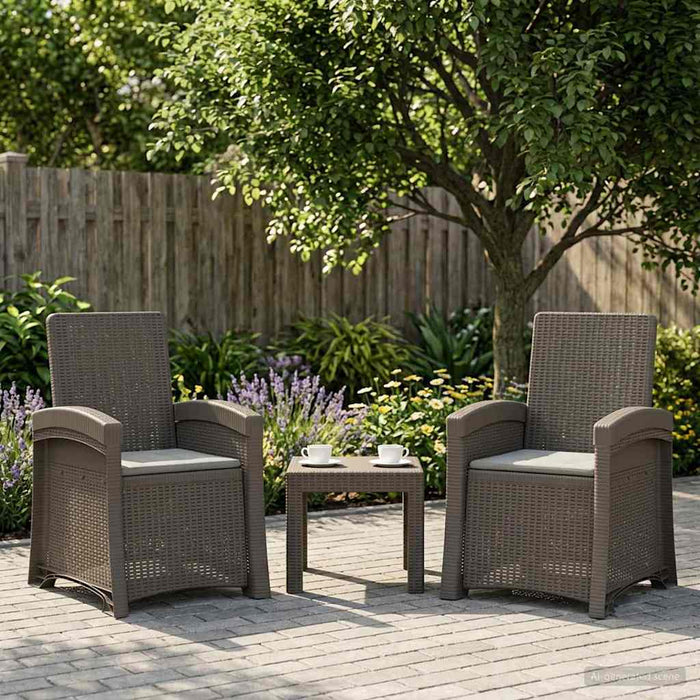 Scaun de grădină reclinabil aspect rattan 2 pcs Gri deschis PP WALTI