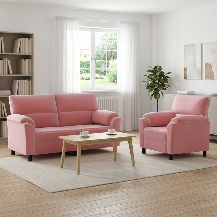 Set de canapea 2 pcs Roz Catifea WALTI