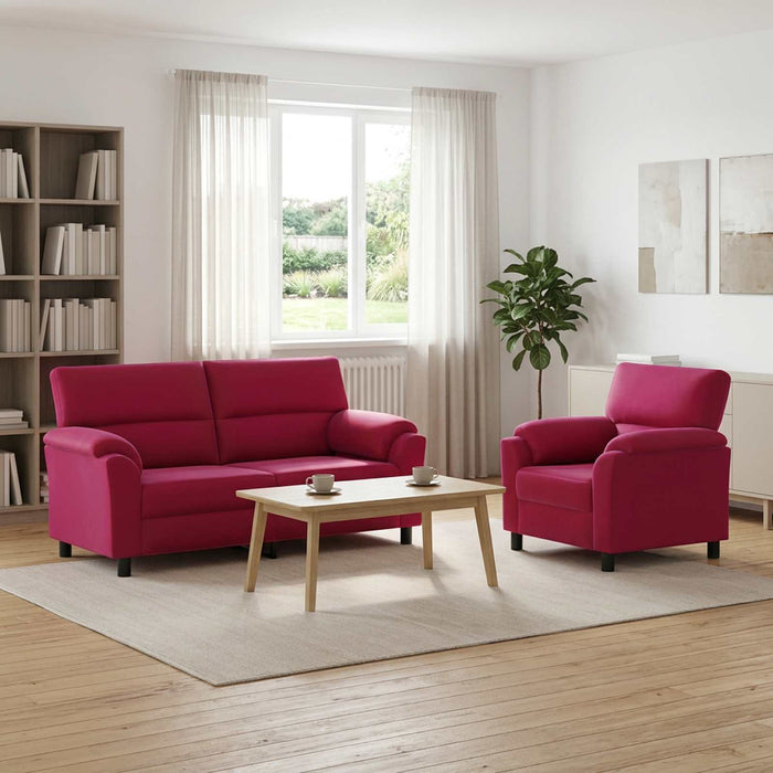Set de canapea 2 pcs Roșu Vin Catifea WALTI