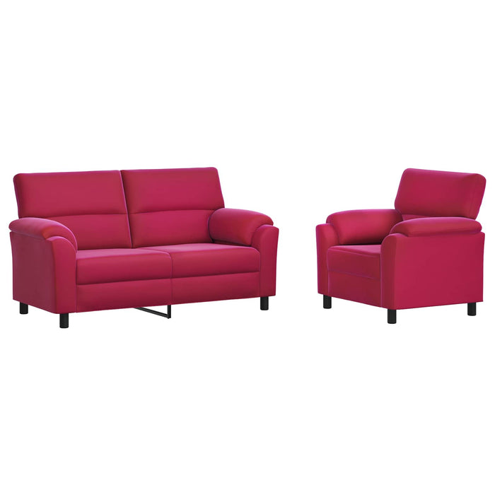 Set de canapea 2 pcs Roșu Vin Catifea WALTI