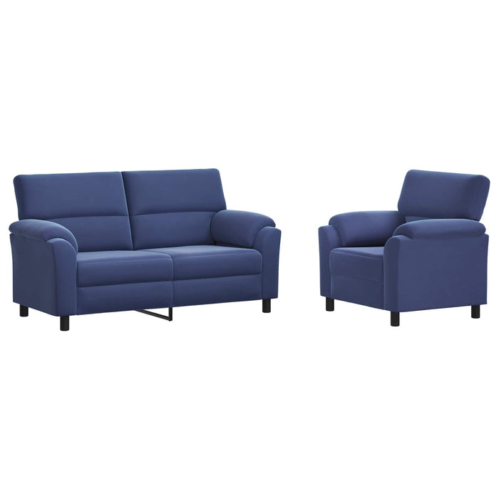 Set de canapea 2 pcs Albastru Poliție Catifea WALTI
