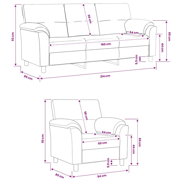 Set de canapea 2 pcs Roz Catifea WALTI