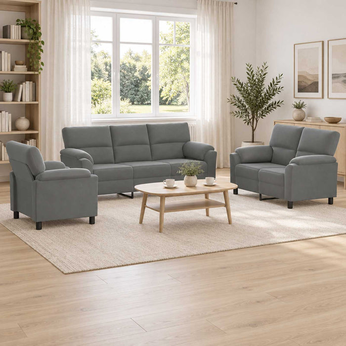 Set de canapea 3 pcs Gri închis Catifea WALTI