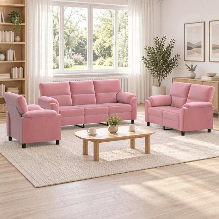 Set de canapea 3 pcs Roz Catifea WALTI