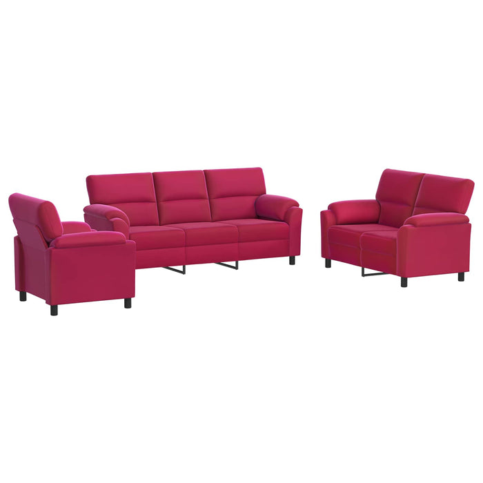 Set de canapea 3 pcs Roșu Vin Catifea WALTI