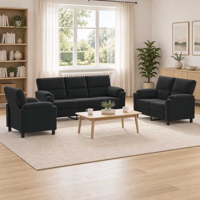 Set de canapea 3 pcs Negru Catifea WALTI