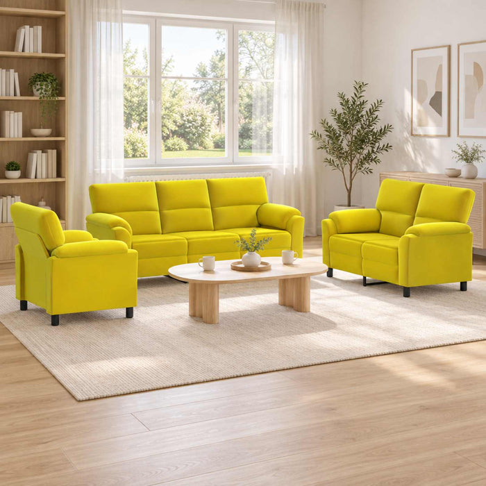Set de canapea 3 pcs Galben Catifea WALTI