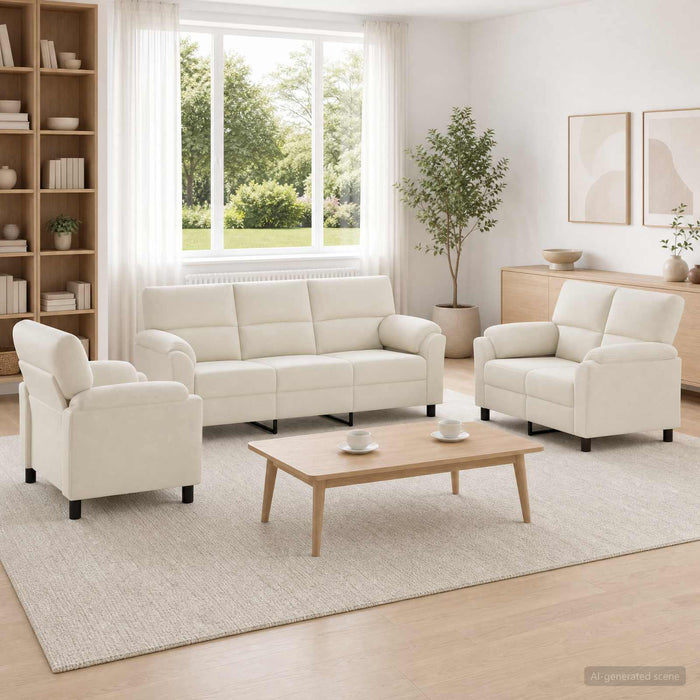 Set de canapea 3 buc. Crem Catifea WALTI