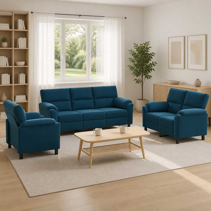 Set de canapea 3 pcs albastru Catifea WALTI