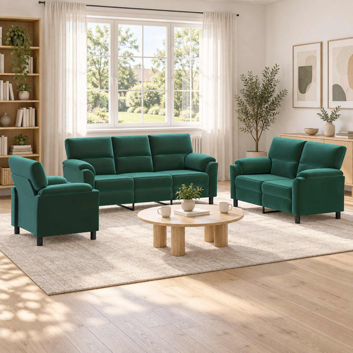 Set de canapea 3 pcs Verde închis Catifea WALTI