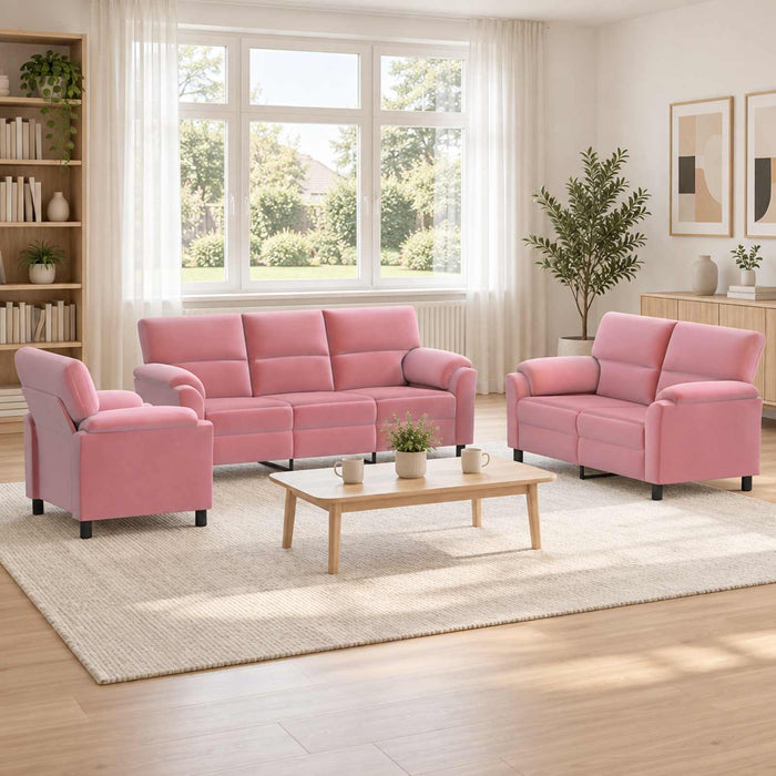 Set de canapea 3 pcs Roz Catifea WALTI