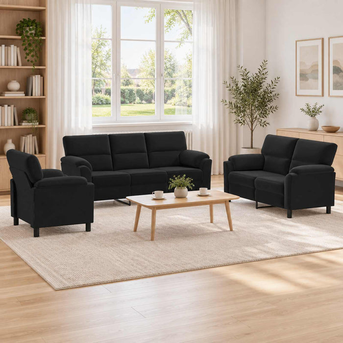 Set de canapea 3 pcs Negru Catifea WALTI