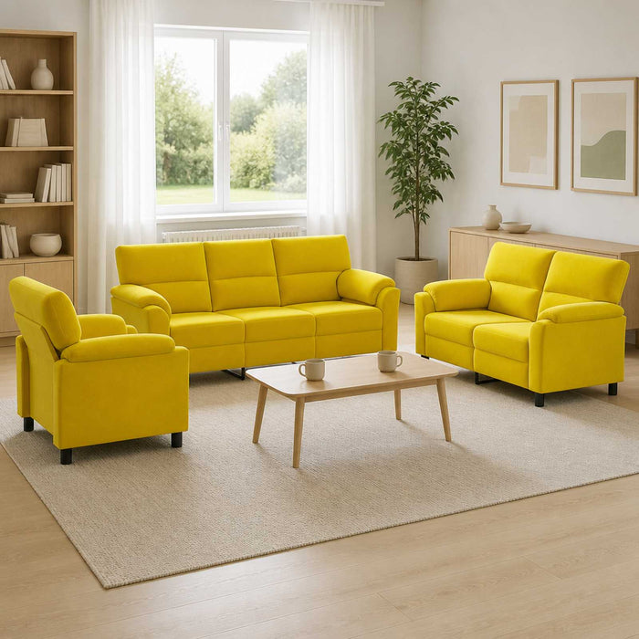 Set de canapea 3 pcs Galben Catifea WALTI