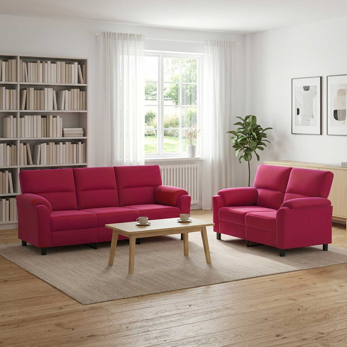 Set de canapea 2 pcs Roșu Vin Catifea WALTI