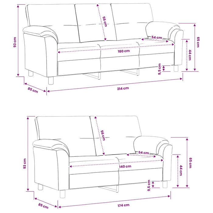 Set de canapea 2 pcs Roz Catifea WALTI