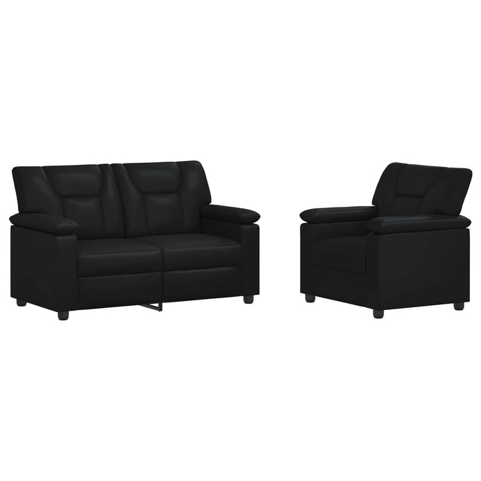 Set de canapea 2 pcs Negru Piele artificială WALTI
