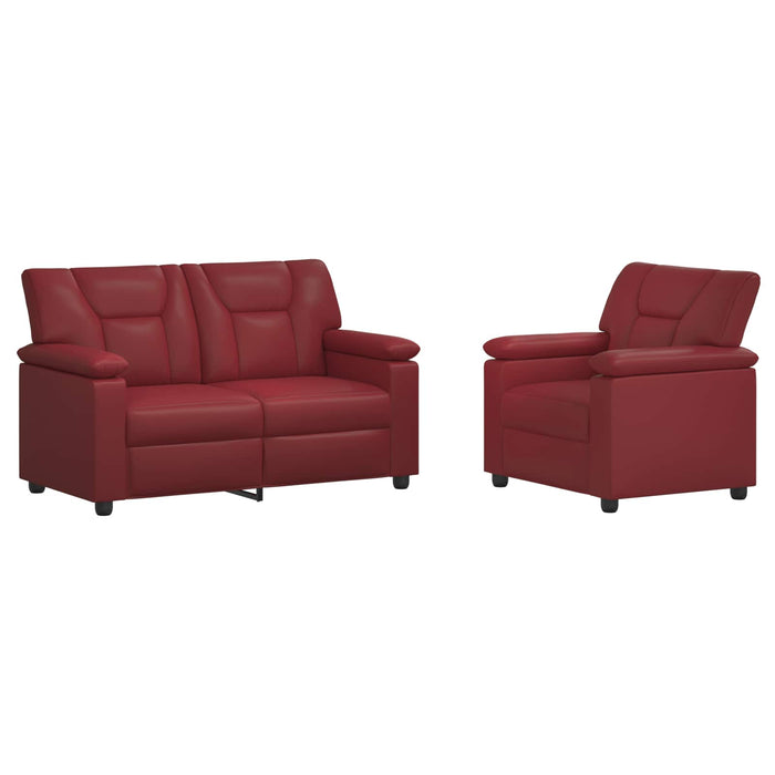 Set de canapea 2 pcs Roșu Vin Piele artificială WALTI