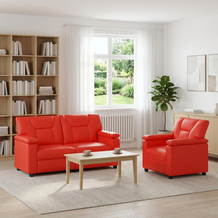 Set de canapea 2 pcs Roșu Piele artificială WALTI