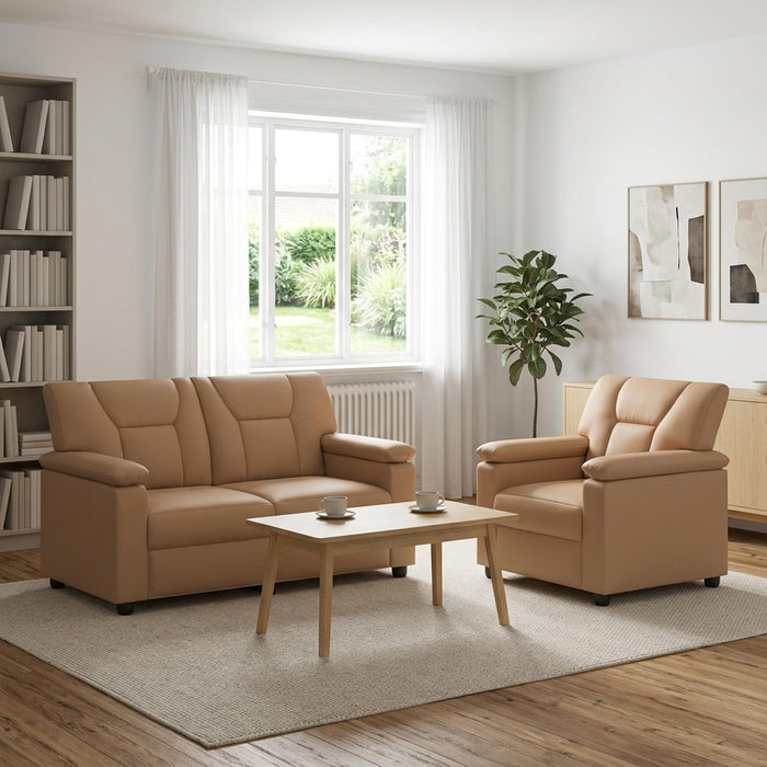Set de canapea 2 pcs Cappuccino Piele artificială WALTI