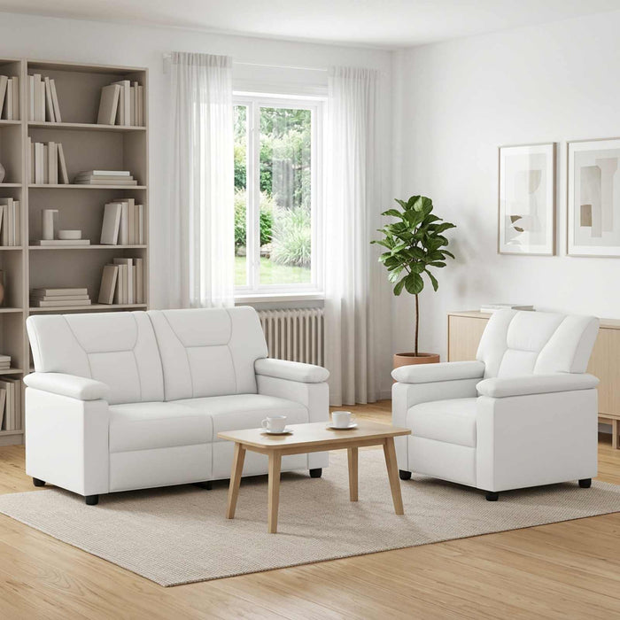 Set de canapea 2 pcs Alb Piele artificială WALTI
