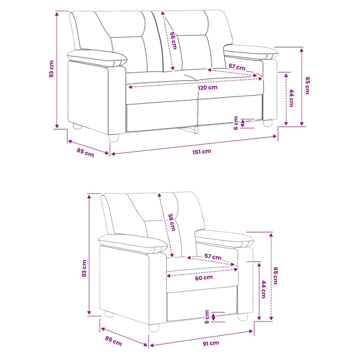 Set de canapea 2 pcs Alb Piele artificială WALTI