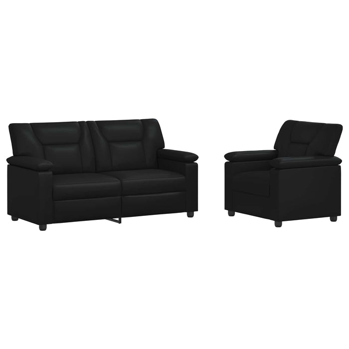 Set de canapea 2 pcs Negru Piele artificială WALTI